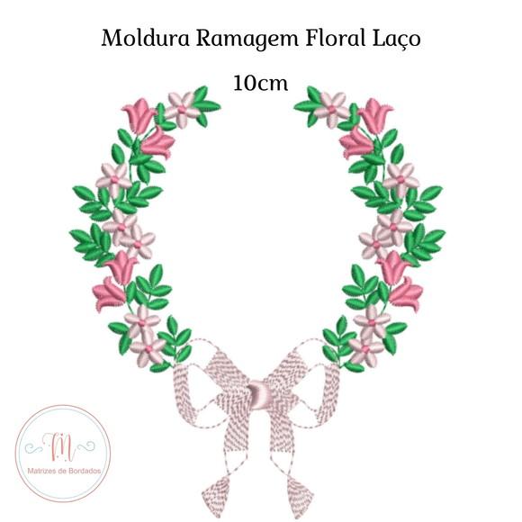 Matriz de Bordado Ramagem Floral Laço