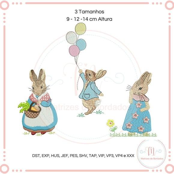 Matriz de Bordado Trio (3) Coelhos