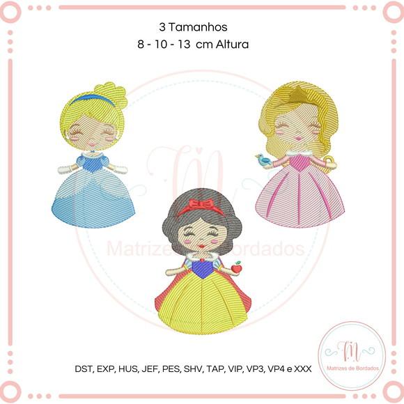Matriz de Bordado Trio (3) Princesas Cute