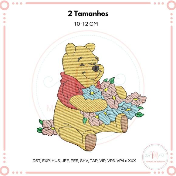 Matriz de Bordado Ursinho Pooh Flores