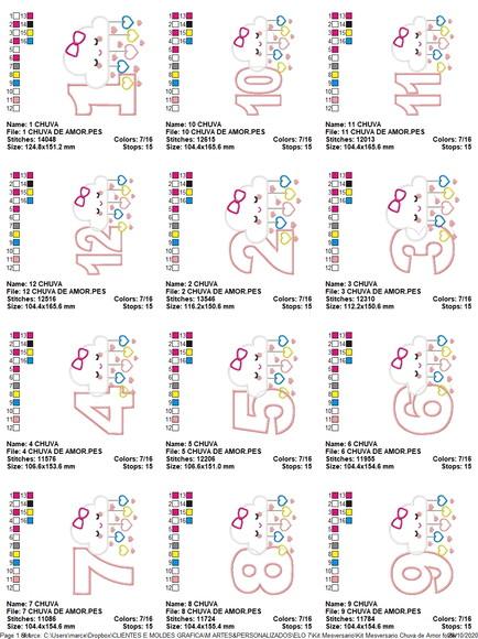 Matrizes de Bordado - Mesversário da Chuva de Amor
