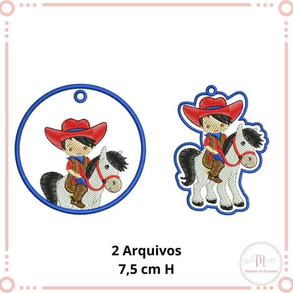 Matrizes de Bordados Chaveiros Menino no Cavalo (2 Modelos)