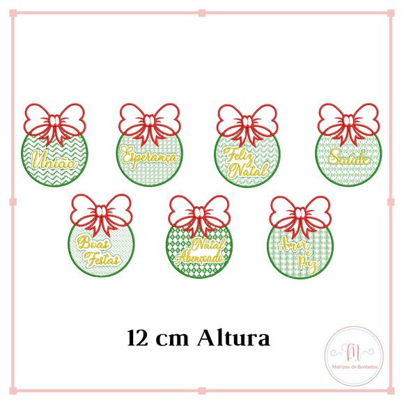 Matrizes de Bordados Bolas de Natal Palavras Motivacionais