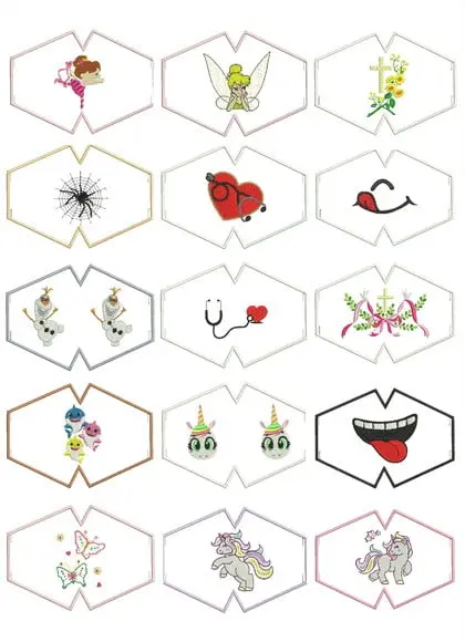 60 Matrizes De Bordados Para Mascaras De Proteçao Tam 13x18