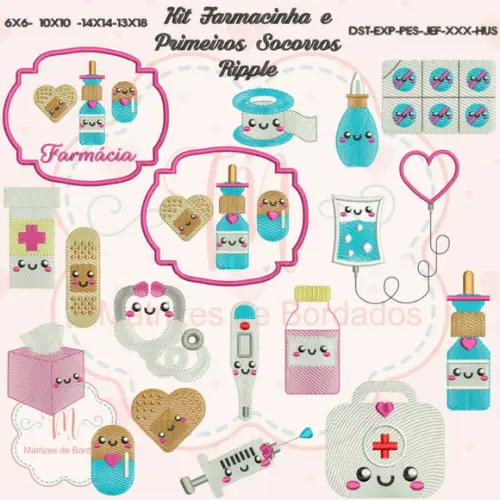 Kit Matrizes de Bordados - Farmacinha e Primeiros Socorros