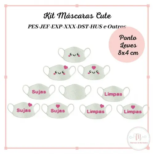 Kit Matrizes de Bordados Máscaras Cute