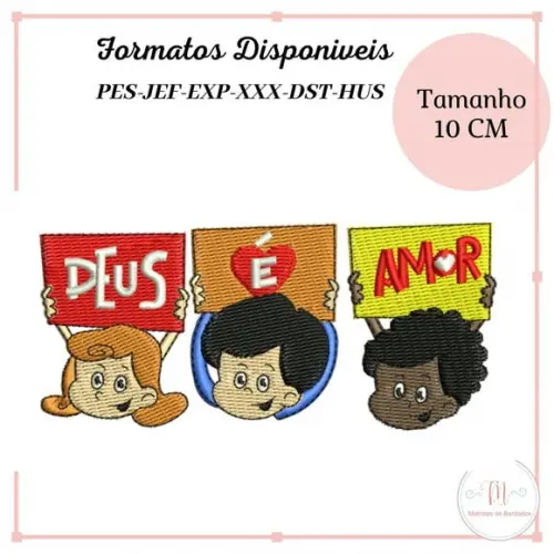 Matriz Bordado 3 Palavrinhas - Deus É Amor