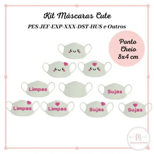 Kit Matrizes de Bordados Máscaras Cute