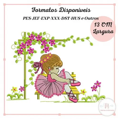 Matriz Bordado Bailarina no Jardim