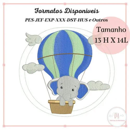 Matriz Bordado Elefante no Balão