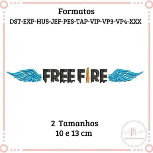 Matriz Bordado Free Fire com Asas