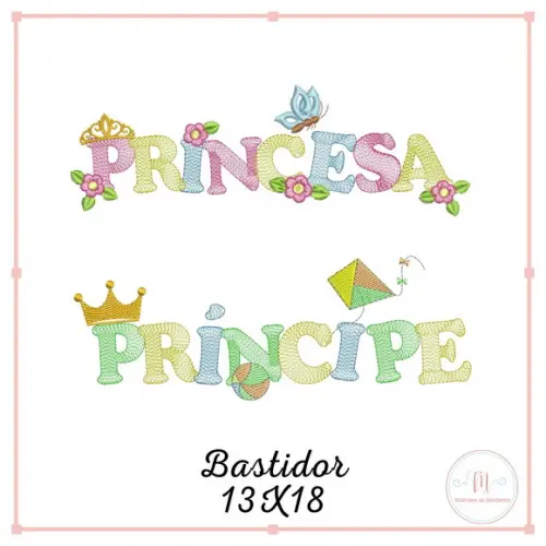 Matriz Bordado Princesa e Príncipe (Pontos Leves)