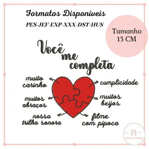 Matriz Bordado Você Me Completa (Dia dos Namorados)