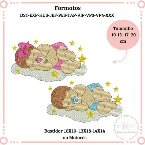 Matriz de Bordado  Bebê Menina/menino Dormindo