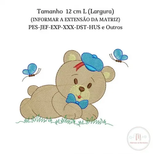 Matriz Bordado Urso na Grama (Pontos Leves)