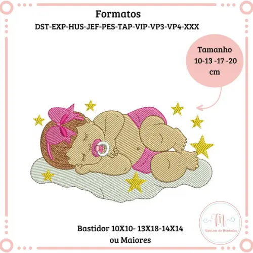 Matriz de Bordado  Bebê Menina Dormindo