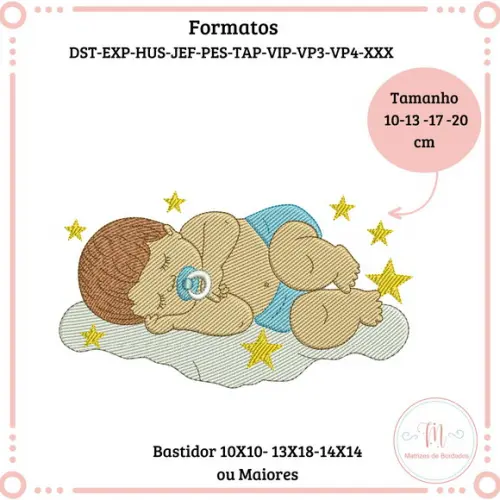 Matriz de Bordado  Bebê Menino Dormindo