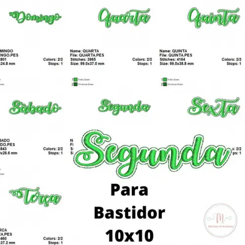 Matriz de Bordado - Frutas e Semanas com Pontos Decorados