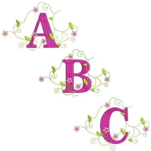Matriz de Bordado Alfabeto Floral