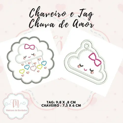 Matriz de Bordado - Tag e Chaveiro Chuva de Amor
