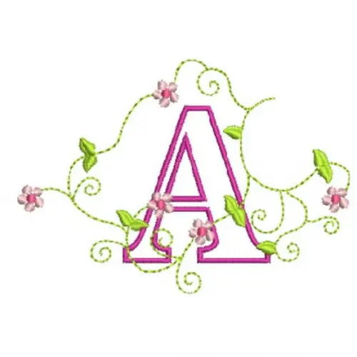 Matriz de Bordado Alfabeto Floral Aplicada