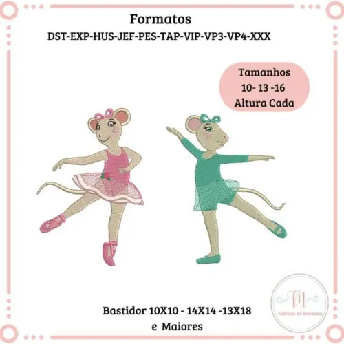 Matriz de Bordado Angelina e Alice Bailarina ( 2 Arquivos)