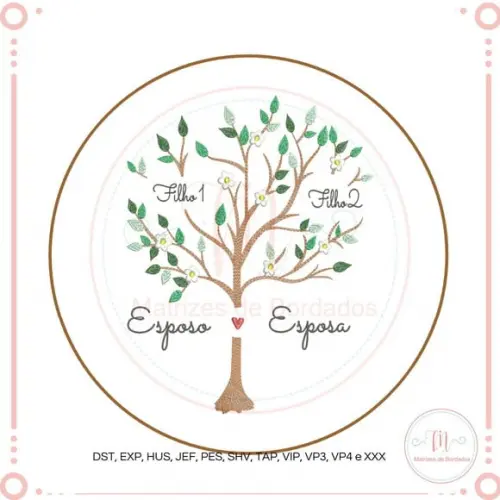 Matriz de Bordado Arvore Genealogica (2 Filhos)