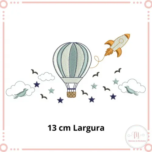 Matriz de Bordado Balão e Foguete