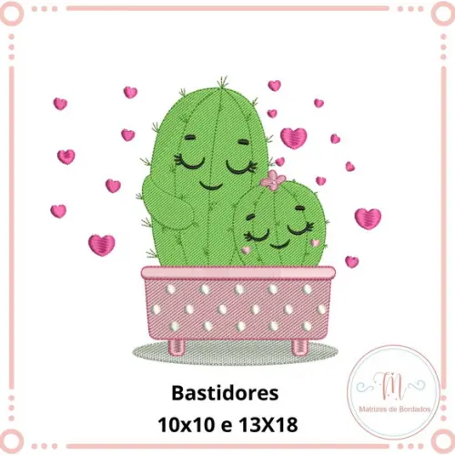 Matriz de Bordado Cactos Mãe e Filha