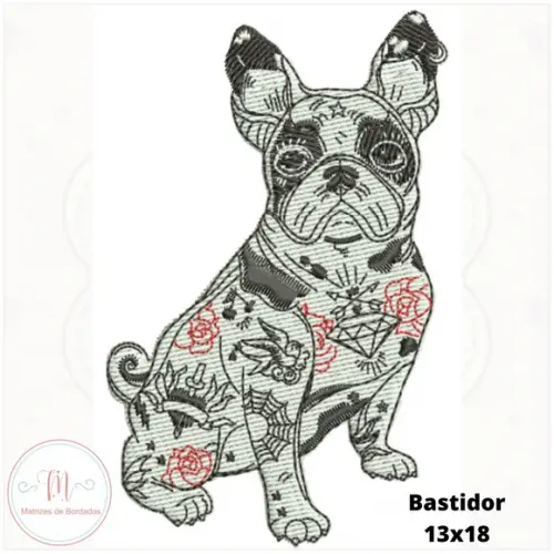 Matriz de Bordado Cachorro Pug Tatoo