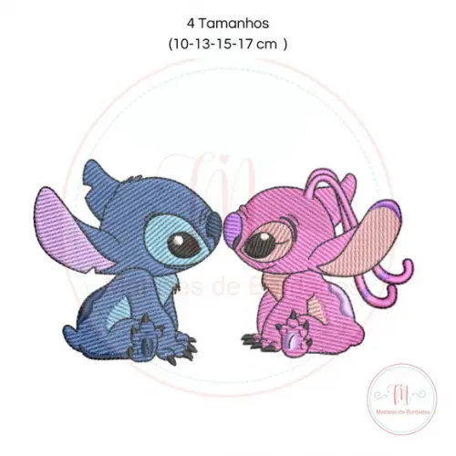 Matriz de Bordado Casal Stitch e Angel