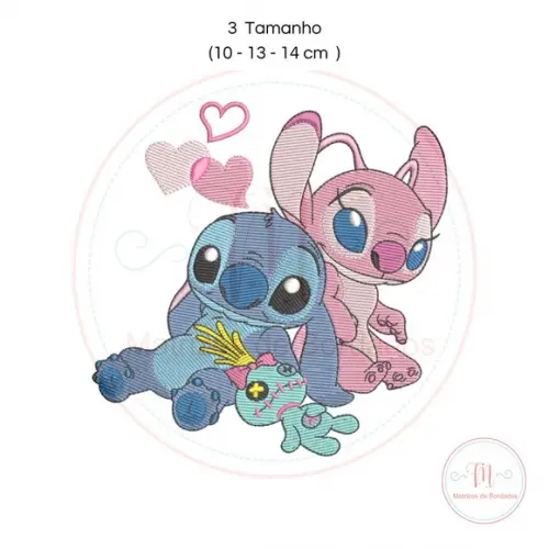 Matriz de Bordado Casal Stitch e Angel