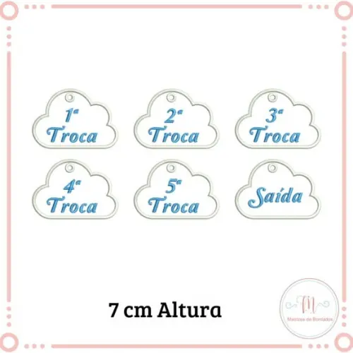Matriz de Bordado Chaveiros Troca - Nuvem