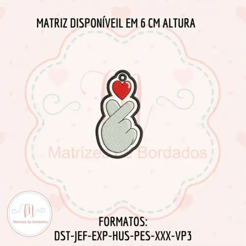 Matriz de Bordado Chaveiro Kpop Coração Coreano