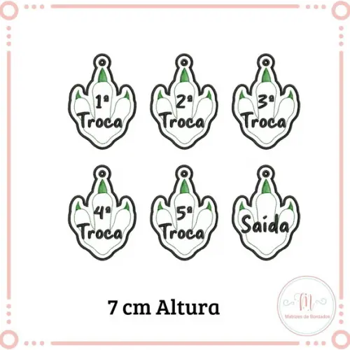 Matriz de Bordado Chaveiro Troca - Pata Dinossauro