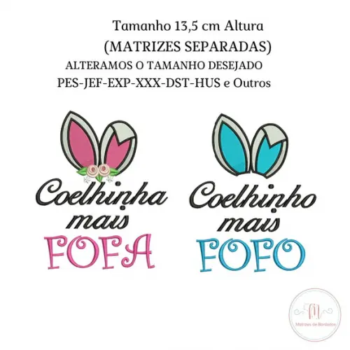 Matriz de Bordado Coelhinho e Coelhinha Fofos