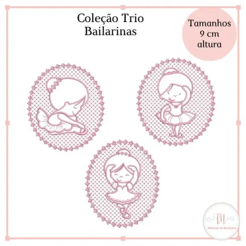 Matriz de Bordado Coleção Trio Bailarinas Contorno