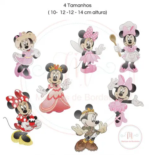 Matriz de Bordado Coleção Minnie (7 Minnie) Pontos Leves
