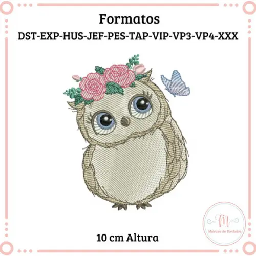 Matriz de Bordado Coruja Floral