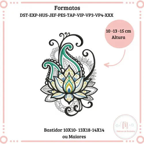 Matriz de Bordado Flor de Lotus