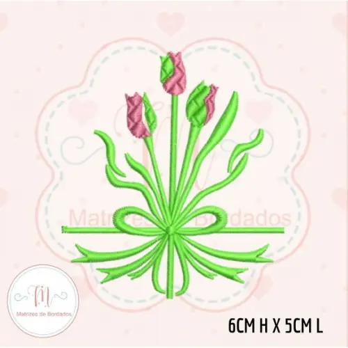 Matriz de Bordado Floral - Kit com 5 Florais