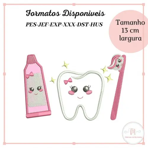 Matriz de Bordado Kit Dentinho Menina (Aplique)