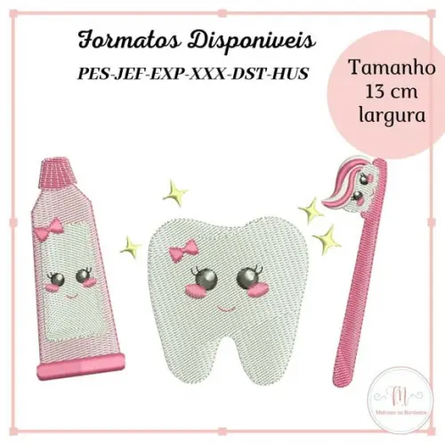Matriz de Bordado Kit Dentinho Menina/Menino