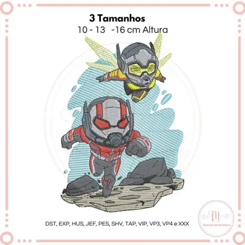Matriz de Bordado Homem-formiga e Vespa Cute