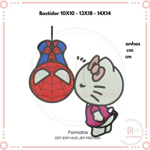 Matriz de Bordado Homem-aranha e Hello Kitty