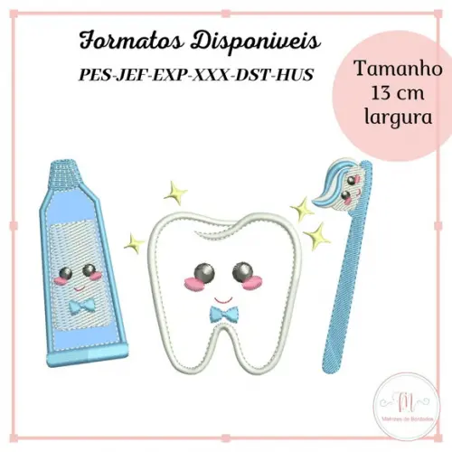 Matriz de Bordado Kit Dentinho Menino (Aplique)