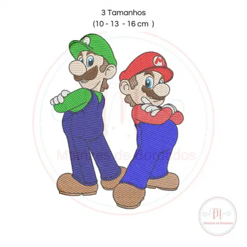 Matriz de Bordado Mario e Luigi