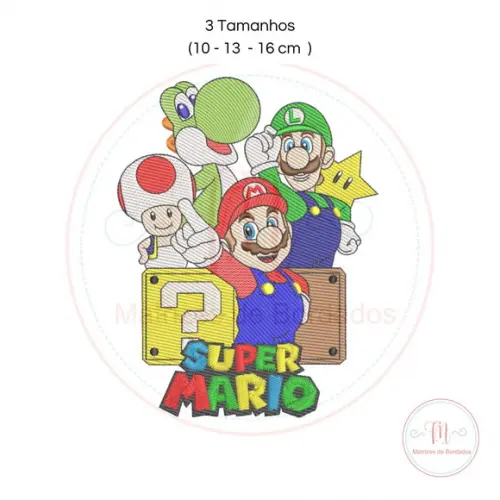 Matriz de Bordado Mario e Turma