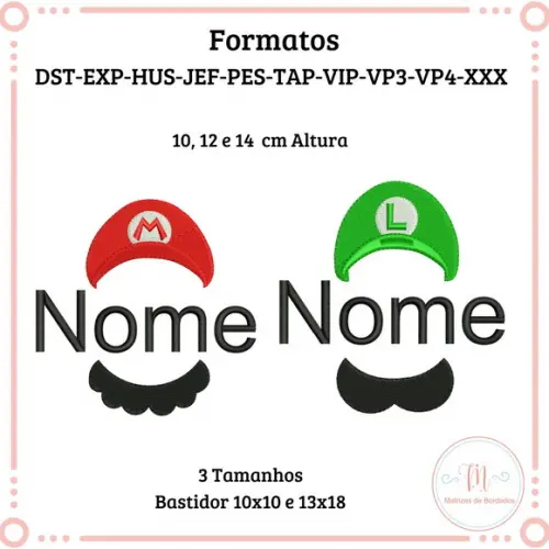 Matriz de Bordado Mario Bros (nome)