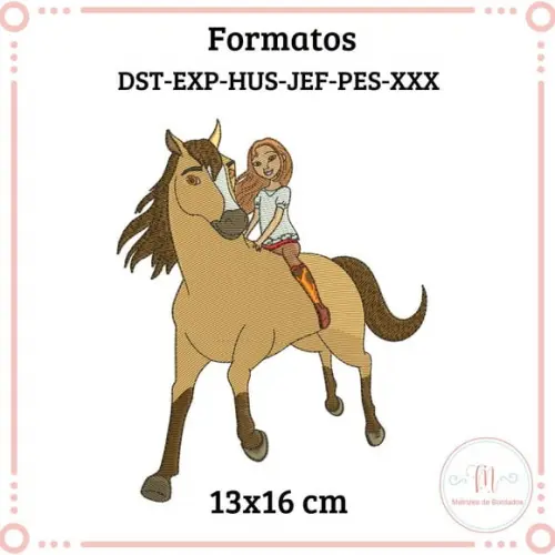 Matriz de Bordado Menina com Cavalo Spirit